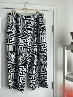 Rachel Zoe Black & White Geometric Print Pants